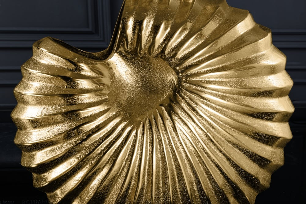 Lampe de table design SHELL 60cm métal noir doré abat-jour tissu maritime - 42737