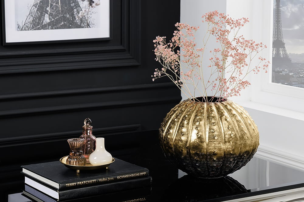 Vase décoratif design ABSTRAIT 30cm doré martelé fait main - 42738
