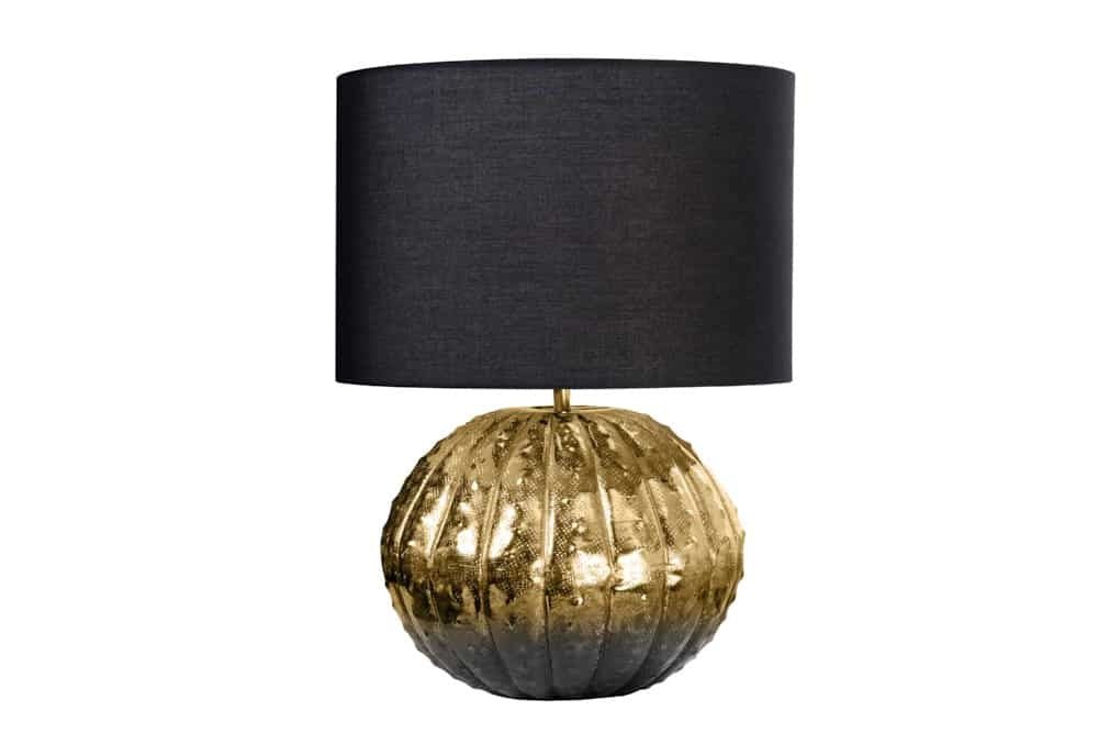 Lampe de table design ABSTRACT 50cm abat-jour en tissu métal doré-noir fait main - 42739