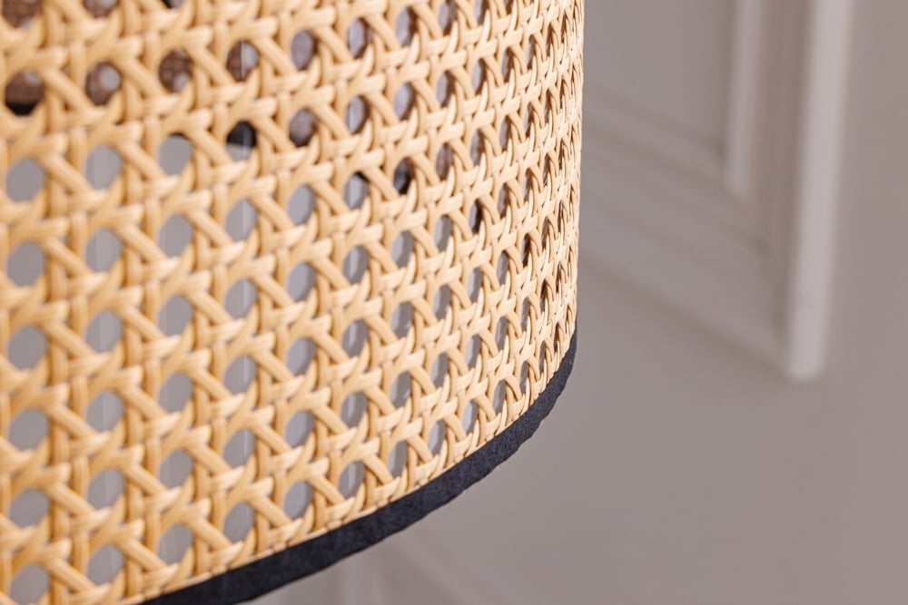 Lampadaire Boho VIENNA 142 cm noir naturel Lampadaire trépied en métal tressé viennois - 42807