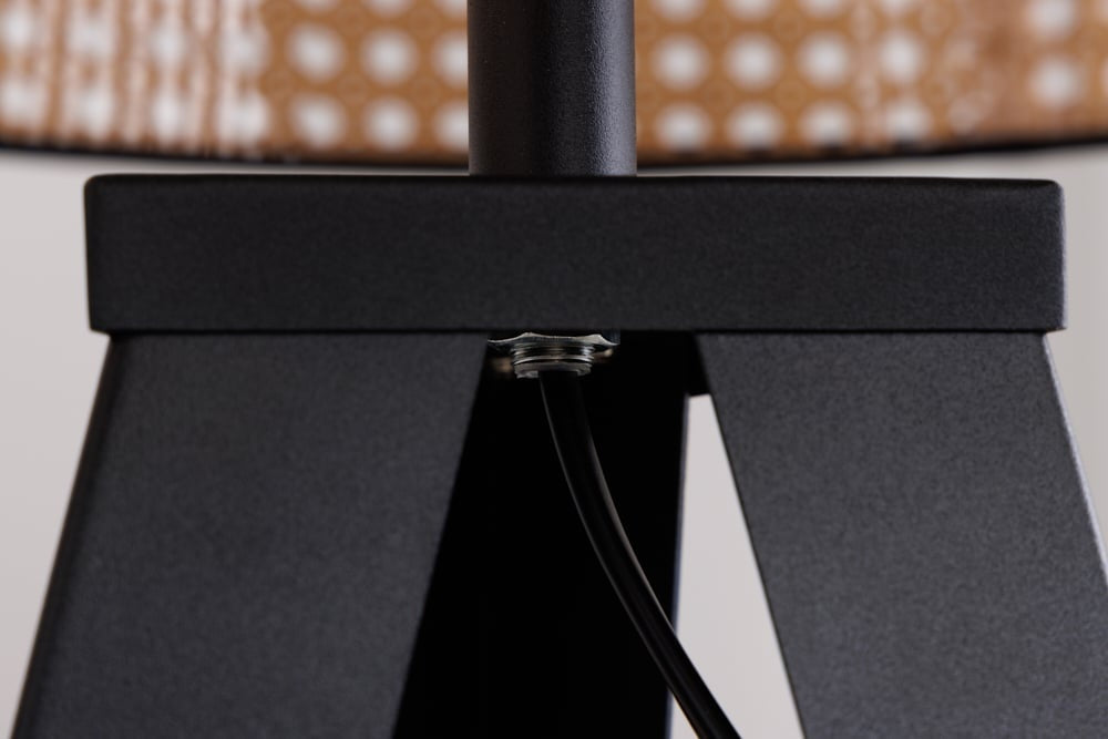 Lampadaire Boho VIENNA 142 cm noir naturel Lampadaire trépied en métal tressé viennois - 42807