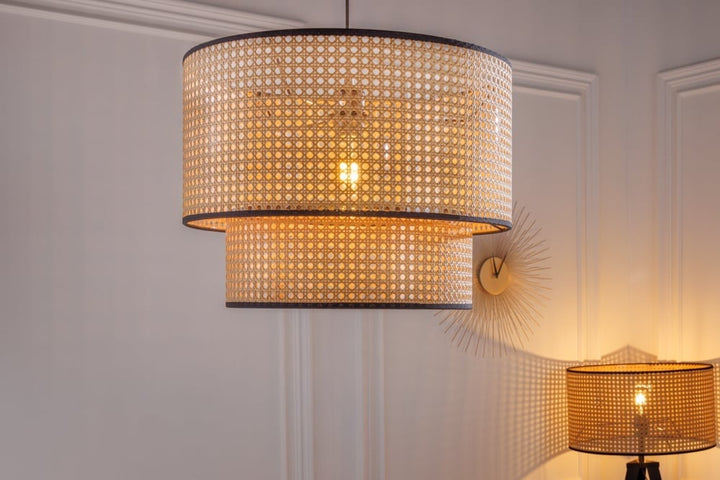 Lampe à suspension bohème VIENNA 45cm lampe tissée viennoise noir naturel - 42808