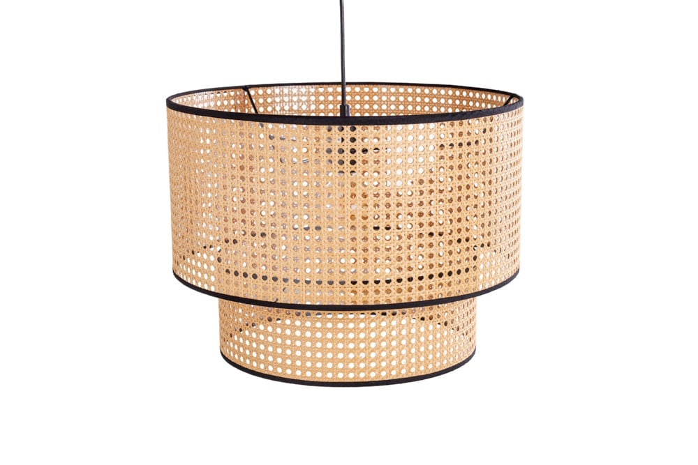 Lampe à suspension bohème VIENNA 45cm lampe tissée viennoise noir naturel - 42808