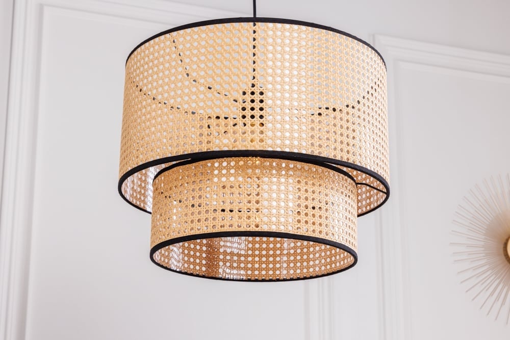 Lampe à suspension bohème VIENNA 45cm lampe tissée viennoise noir naturel - 42808