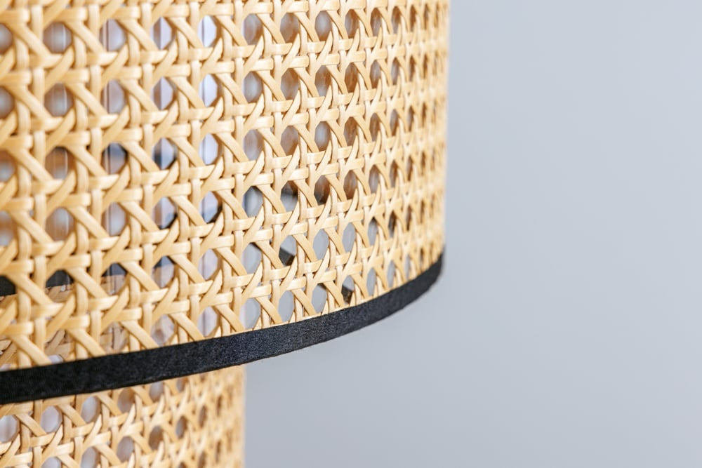 Lampe à suspension bohème VIENNA 45cm lampe tissée viennoise noir naturel - 42808