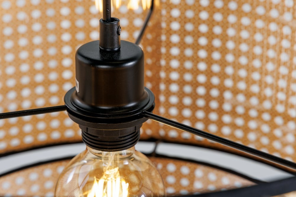 Lampe à suspension bohème VIENNA 45cm lampe tissée viennoise noir naturel - 42808