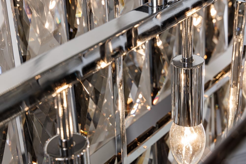 Lampe à suspension de luxe CRYSTAL 90cm lustre design gris noble prismes en verre - 42810