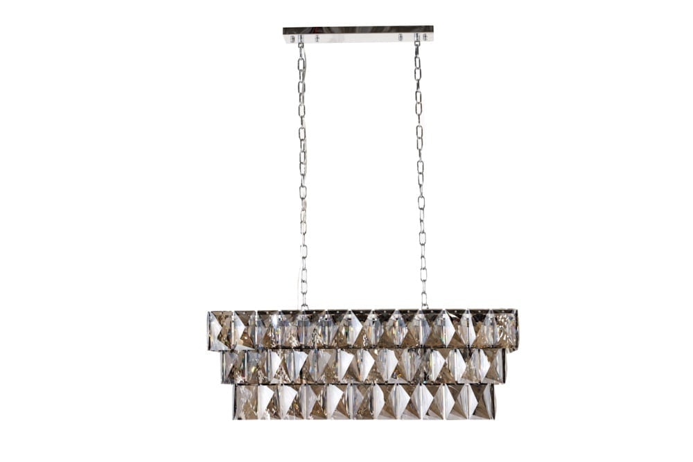 Lampe à suspension de luxe CRYSTAL 90cm lustre design gris noble prismes en verre - 42810