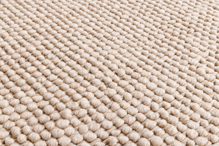 Tapis design LAINE 150cm laine ronde beige fait main - 43056