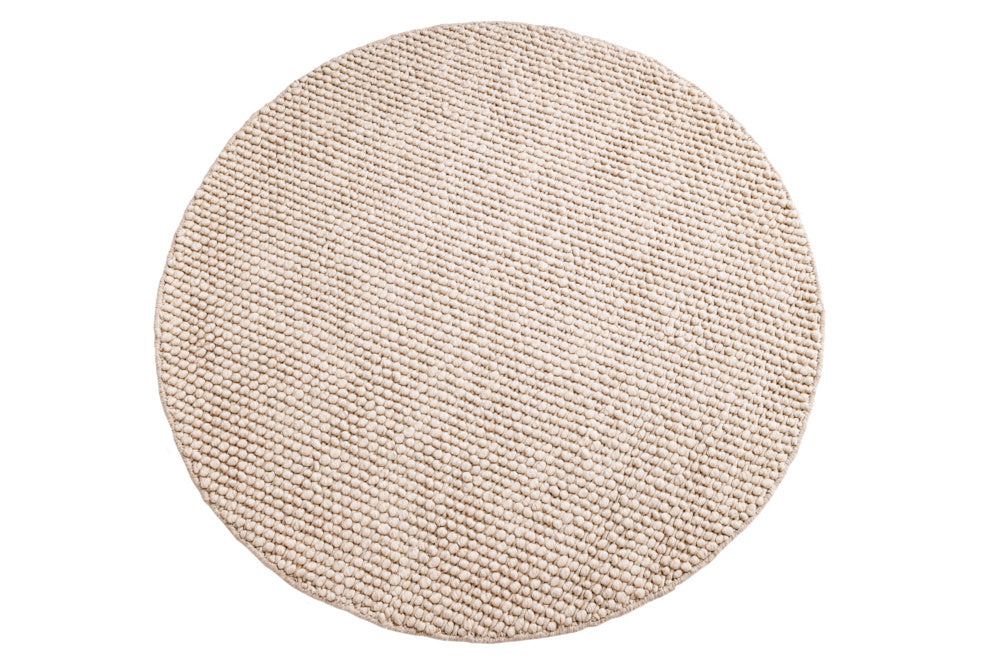 Tapis design LAINE 150cm laine ronde beige fait main - 43056