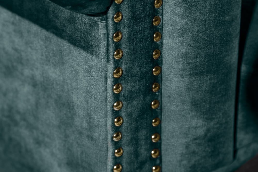 Canapé 3 places Chesterfield 205 cm velours pétrole rivets dorés canapé lounge avec âme à ressorts - 43091