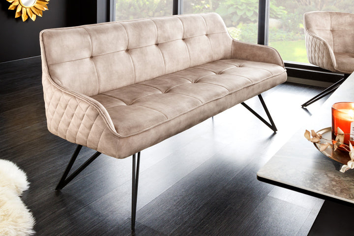 Canapé design EUPHORIA 160cm velours gris champagne pieds épingle pieds métal accoudoirs - 43126