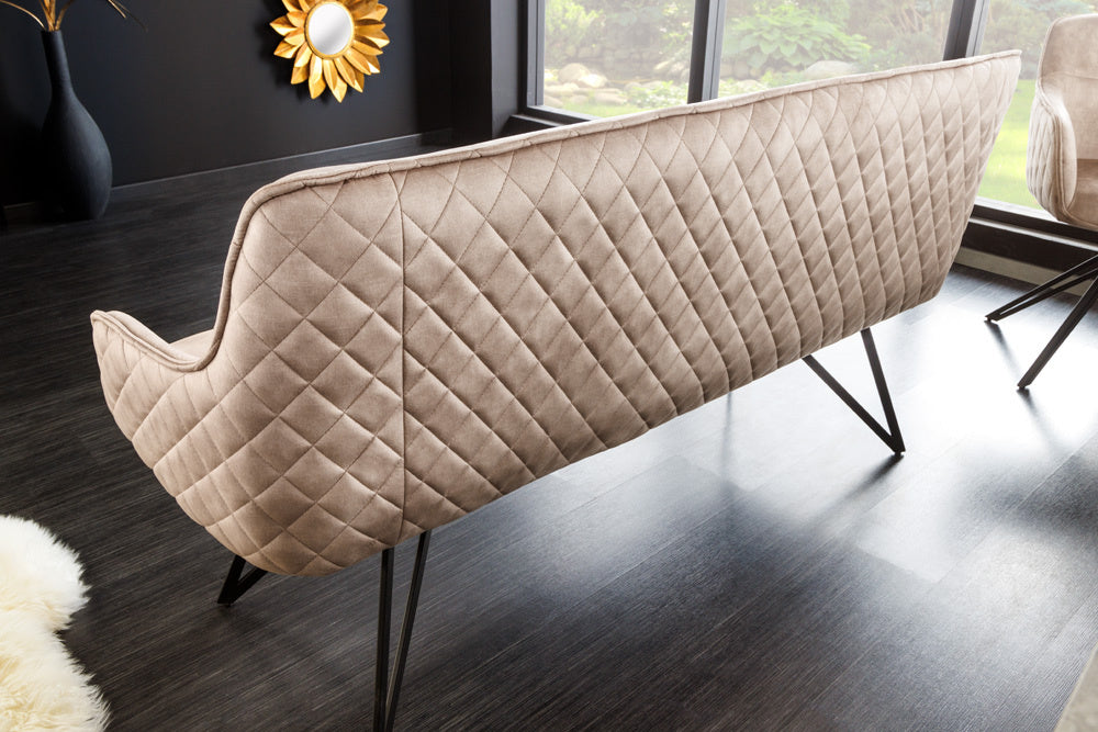 Canapé design EUPHORIA 160cm velours gris champagne pieds épingle pieds métal accoudoirs - 43126