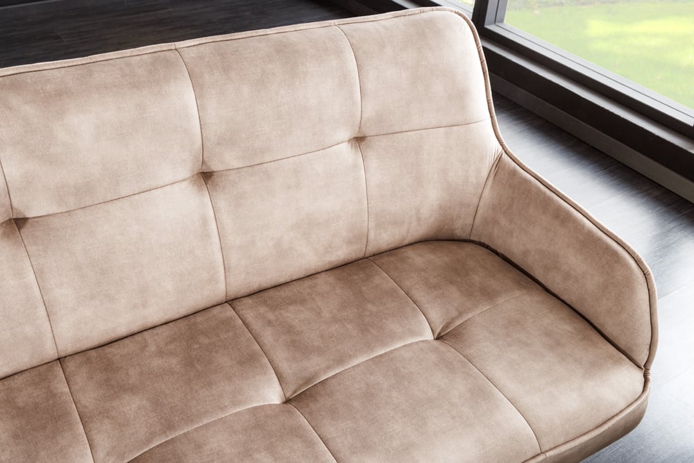 Canapé design EUPHORIA 160cm velours gris champagne pieds épingle pieds métal accoudoirs - 43126
