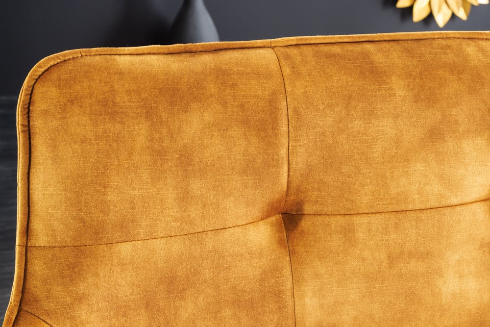 Canapé design EUPHORIA 160cm velours jaune moutarde style rétro matelassé décoratif pieds en épingle à cheveux pieds en métal accoudoirs - 43128