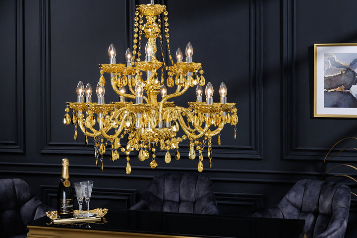 Lustre design CRYSTAL XL 80cm doré lustre 15 bras lampe cristal - 43168