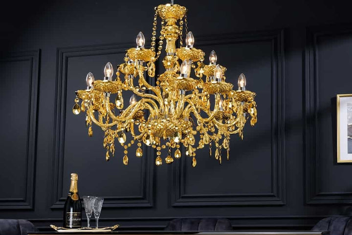 Lustre design CRYSTAL XL 80cm doré lustre 15 bras lampe cristal - 43168
