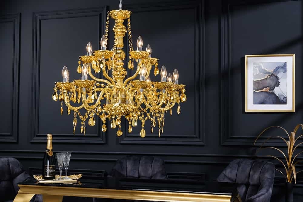 Lustre design CRYSTAL XL 80cm doré lustre 15 bras lampe cristal - 43168