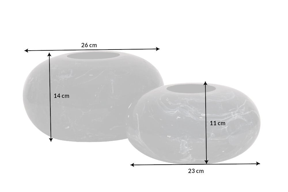 Set de 2 vases design STONE 25cm noir marbré fait main - 43186