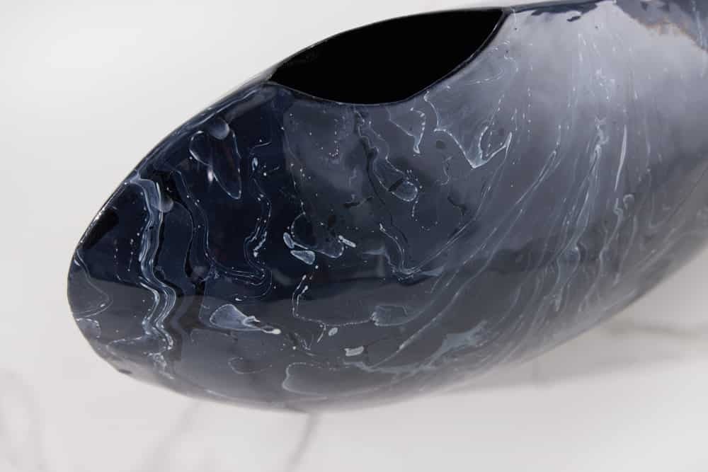 Vase décoratif STONE 40cm noir marbré fait main design rétro - 43187
