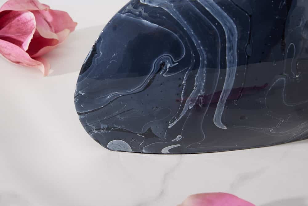 Vase décoratif STONE 40cm noir marbré fait main design rétro - 43187