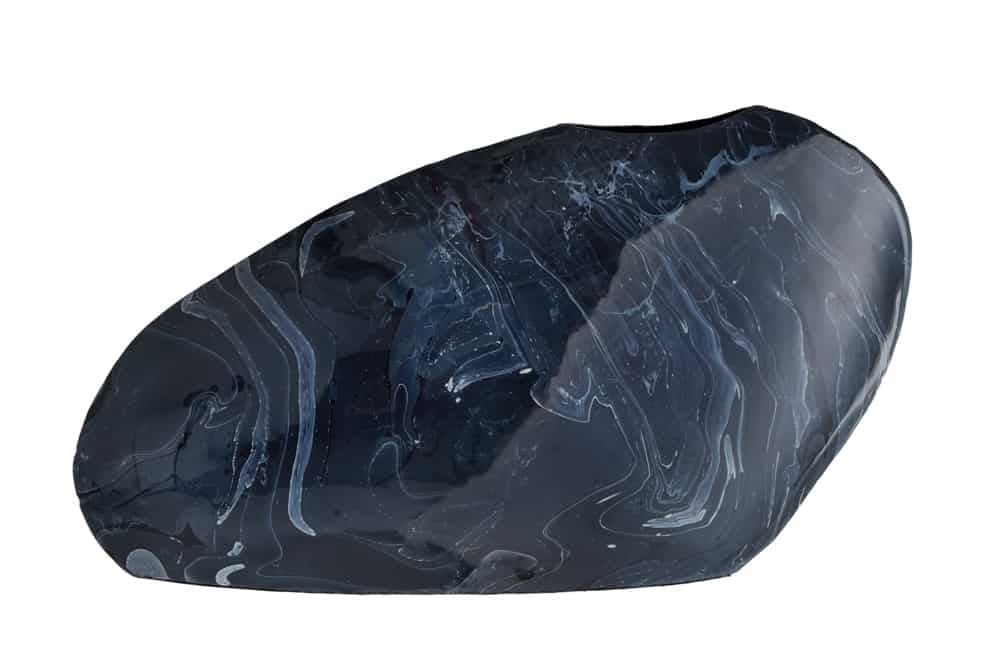 Vase décoratif STONE 40cm noir marbré fait main design rétro - 43187