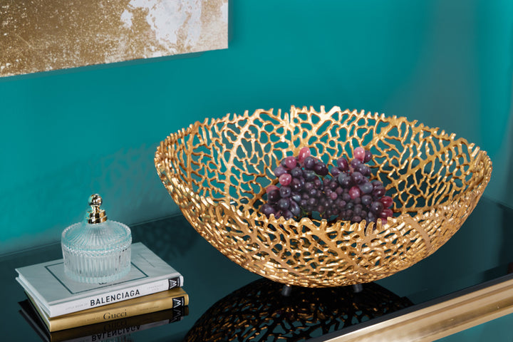 Bol design en filigrane ABSTRACT LEAF 45cm or fait main - 43190