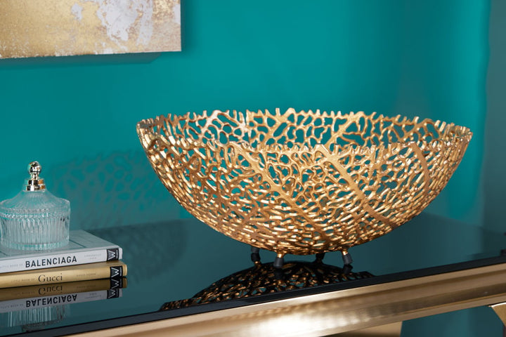 Bol design en filigrane ABSTRACT LEAF 45cm or fait main - 43190