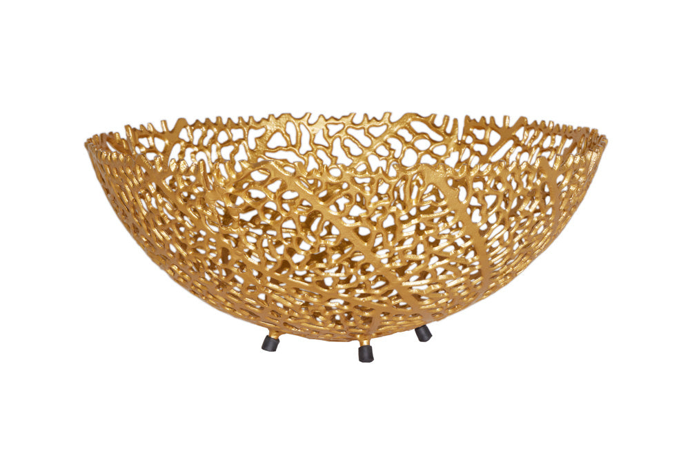 Bol design en filigrane ABSTRACT LEAF 45cm or fait main - 43190