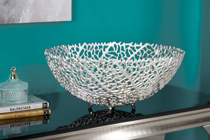 Bol design en filigrane ABSTRACT LEAF 45cm argent fait main - 43191