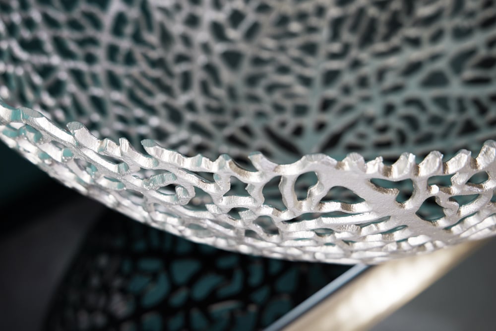 Bol design en filigrane ABSTRACT LEAF 45cm argent fait main - 43191