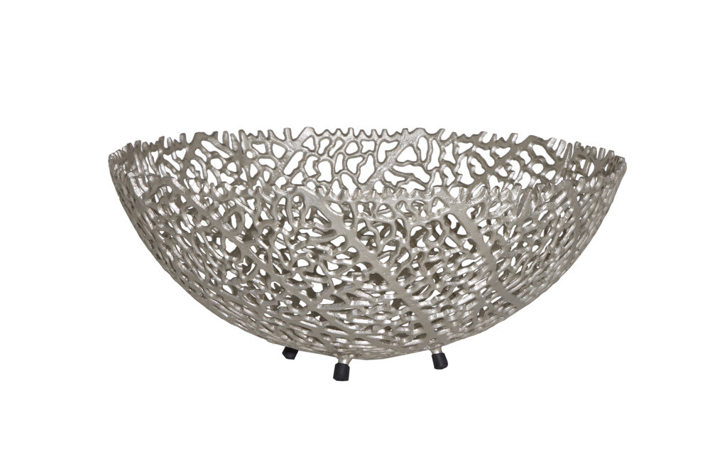 Bol design en filigrane ABSTRACT LEAF 45cm argent fait main - 43191