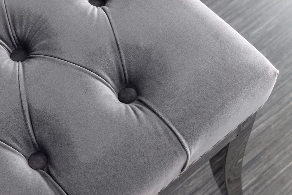 Canapé design CASTLE DELUXE 165cm velours gris tête de lion acier inoxydable argent - 43212