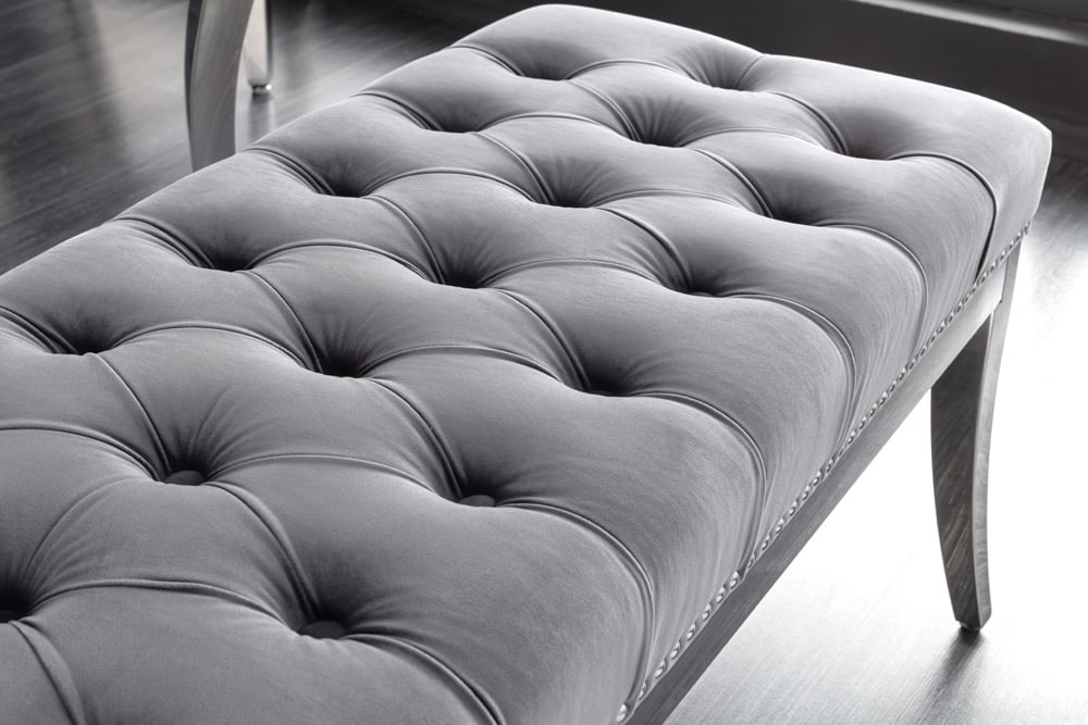 Canapé design CASTLE DELUXE 165cm velours gris tête de lion acier inoxydable argent - 43212