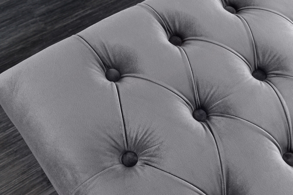 Canapé design CASTLE DELUXE 165cm velours gris tête de lion acier inoxydable argent - 43212
