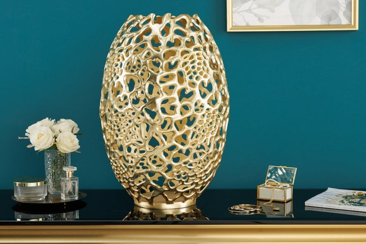 Vase design en filigrane FEUILLE ABSTRAITE or 50cm Handarbeit - 43218