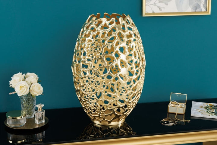 Vase design en filigrane FEUILLE ABSTRAITE or 50cm Handarbeit - 43218