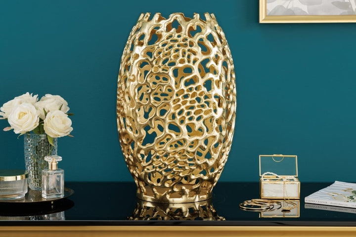 Vase design en filigrane ABSTRACT LEAF or 40cm fait main - 43219