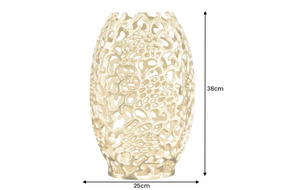 Vase design en filigrane ABSTRACT LEAF or 40cm fait main - 43219