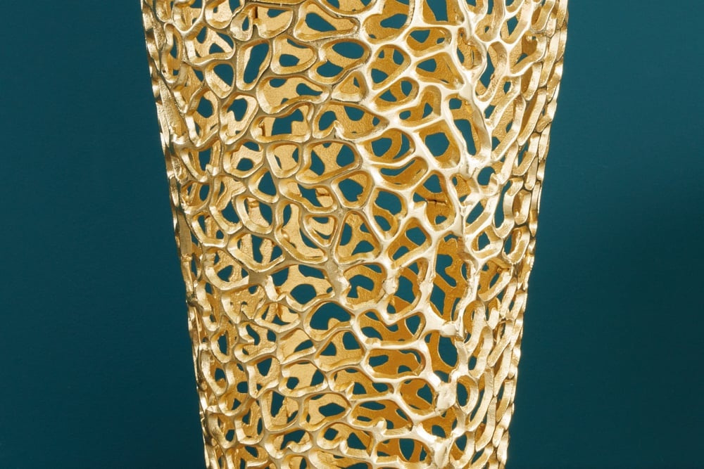 Vase XXL design filigrane FEUILLE ABSTRAITE 90cm or fait main - 43220