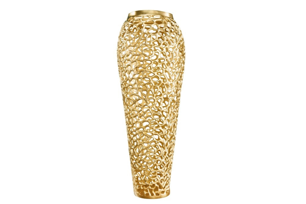 Vase XXL design filigrane FEUILLE ABSTRAITE 90cm or fait main - 43220