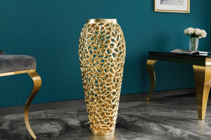 Vase design en filigrane FEUILLE ABSTRAITE or 65cm Handarbeit - 43221