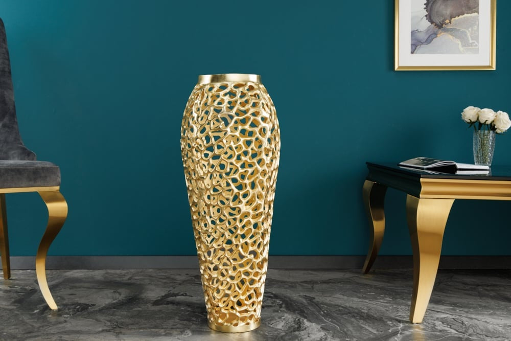 Vase design en filigrane FEUILLE ABSTRAITE or 65cm Handarbeit - 43221