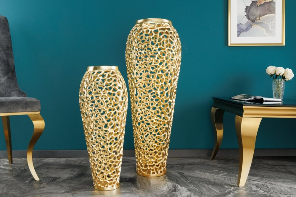 Vase design en filigrane FEUILLE ABSTRAITE or 65cm Handarbeit - 43221