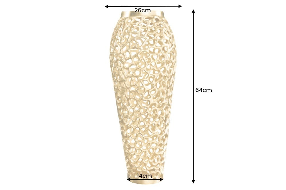 Vase design en filigrane FEUILLE ABSTRAITE or 65cm Handarbeit - 43221