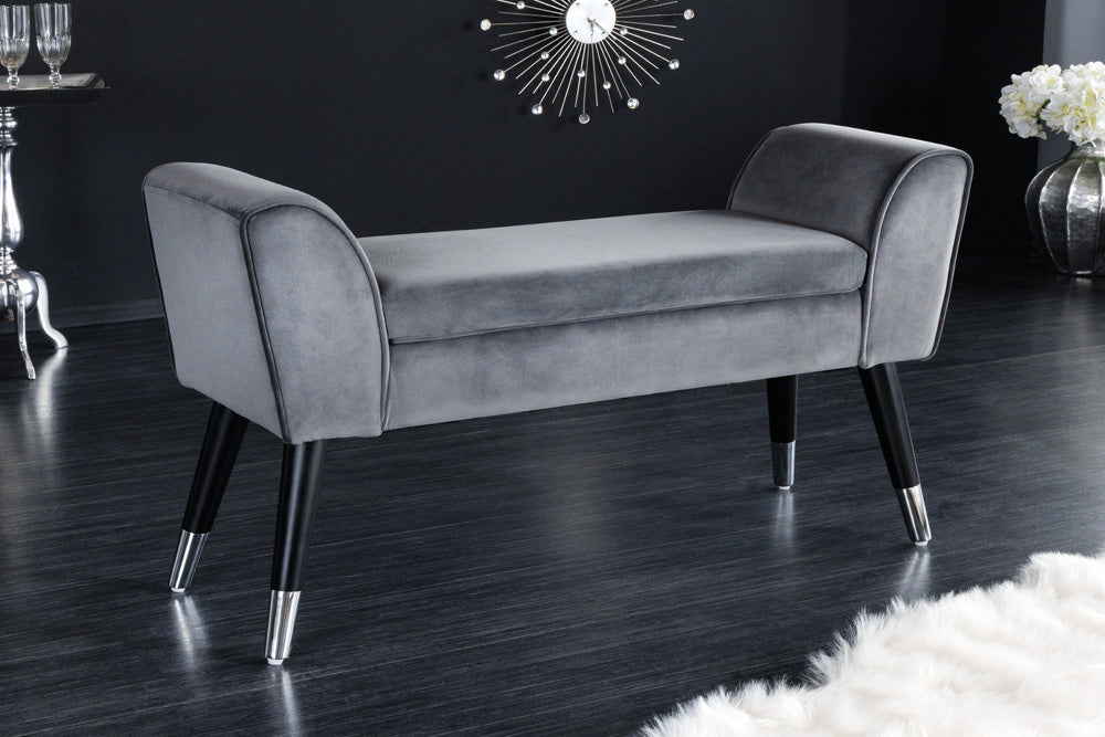 Canapé design SCARLETT 90cm velours gris argenté - 43278
