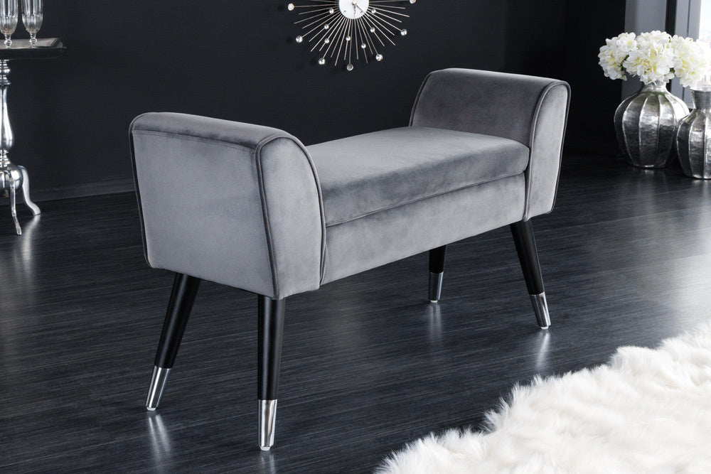 Canapé design SCARLETT 90cm velours gris argenté - 43278