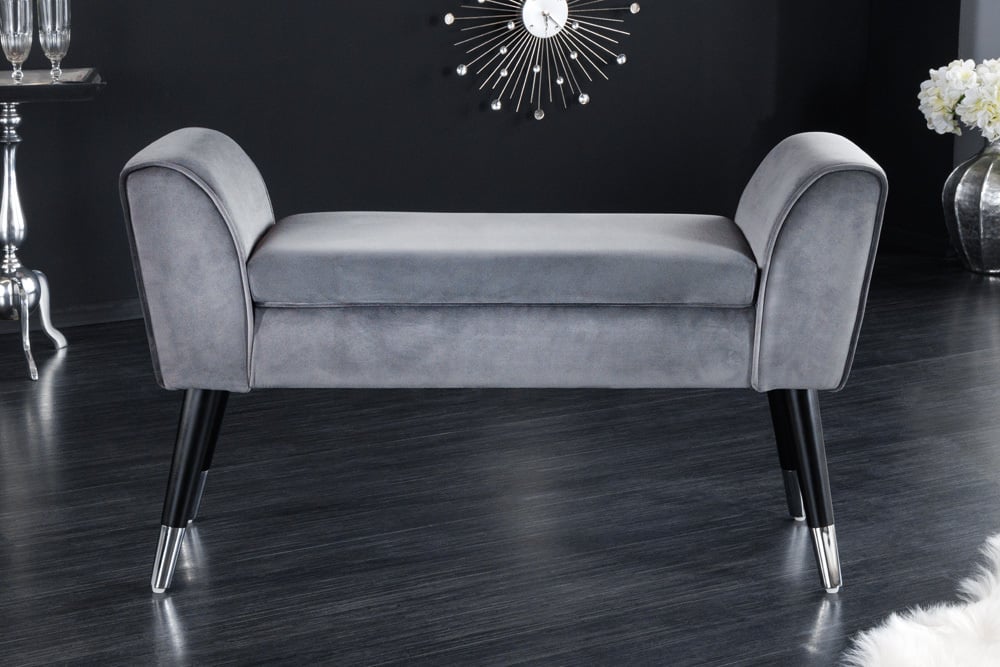 Canapé design SCARLETT 90cm velours gris argenté - 43278