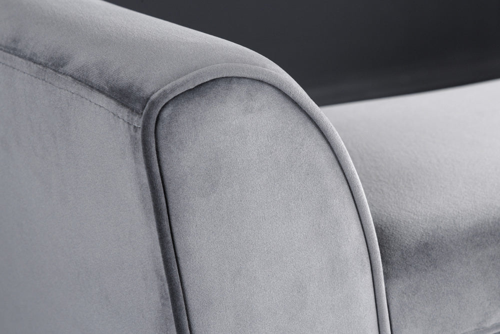 Canapé design SCARLETT 90cm velours gris argenté - 43278