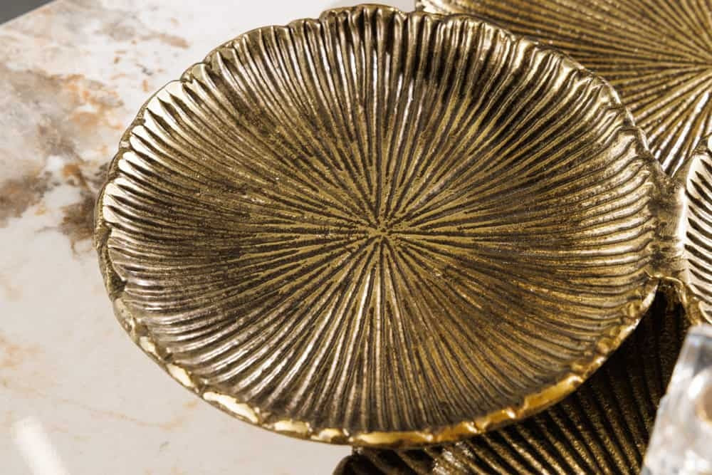 Bol décoratif XXL fait main ABSTRACT LEAF 45cm plateau à bijoux en aluminium métal doré - 43292